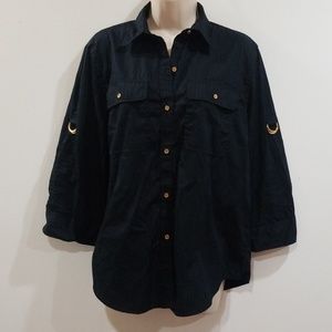 Lauren Ralph Lauren women's black with gold blouse